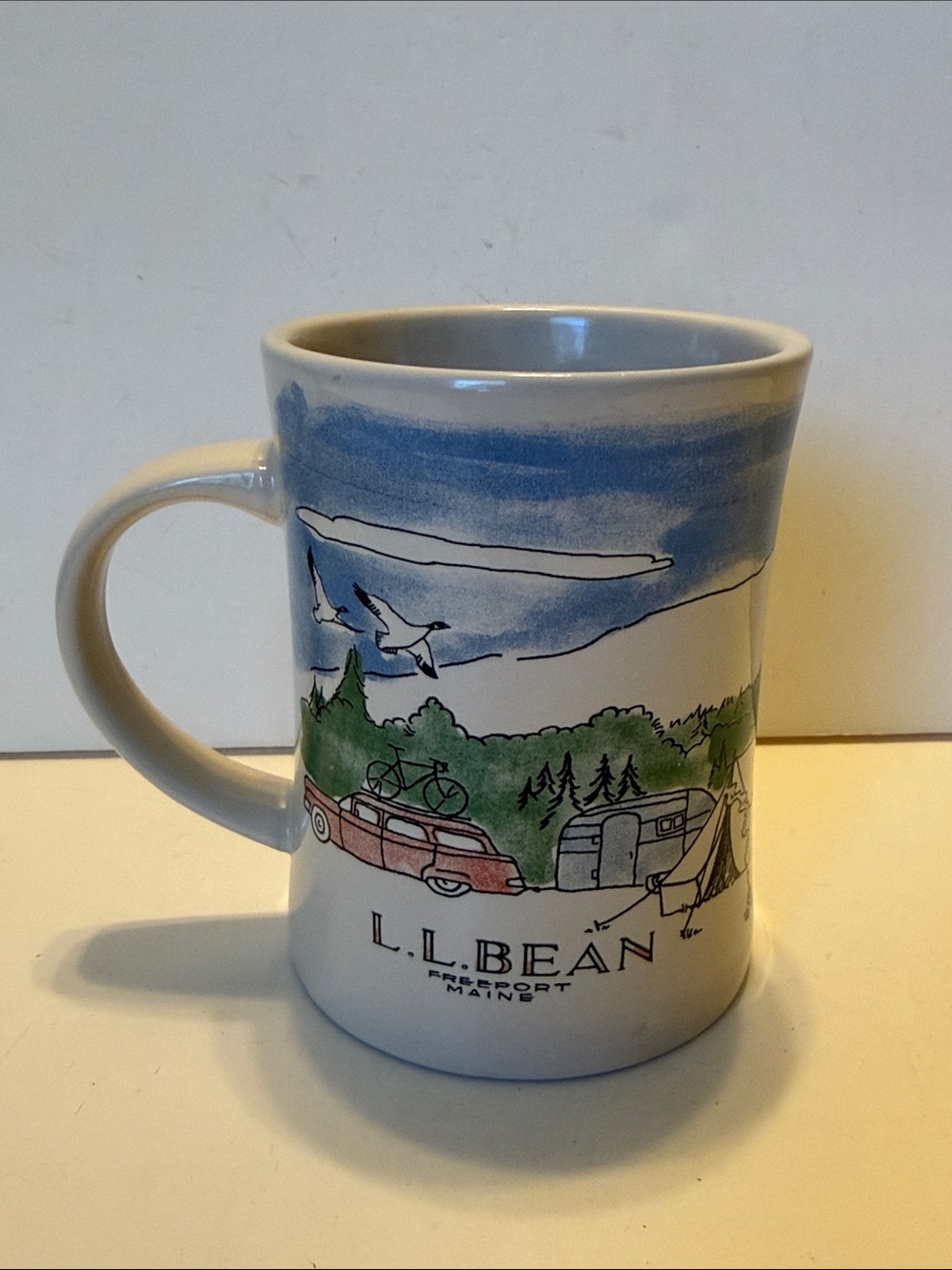 LL Bean LLBean Large Mug Outdoor Scenes of Camping Fishing Hunting